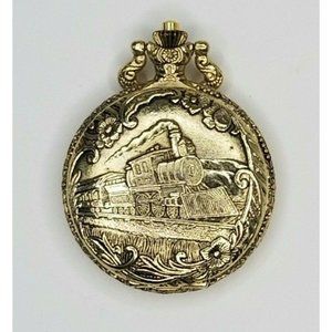 Vintage Train Quartz Pocket Watch with Chain